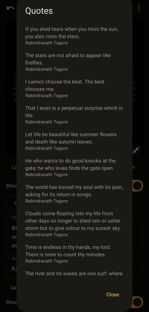 The list of quotes