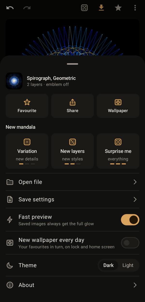 The menu with the switch New wallpaper every day
