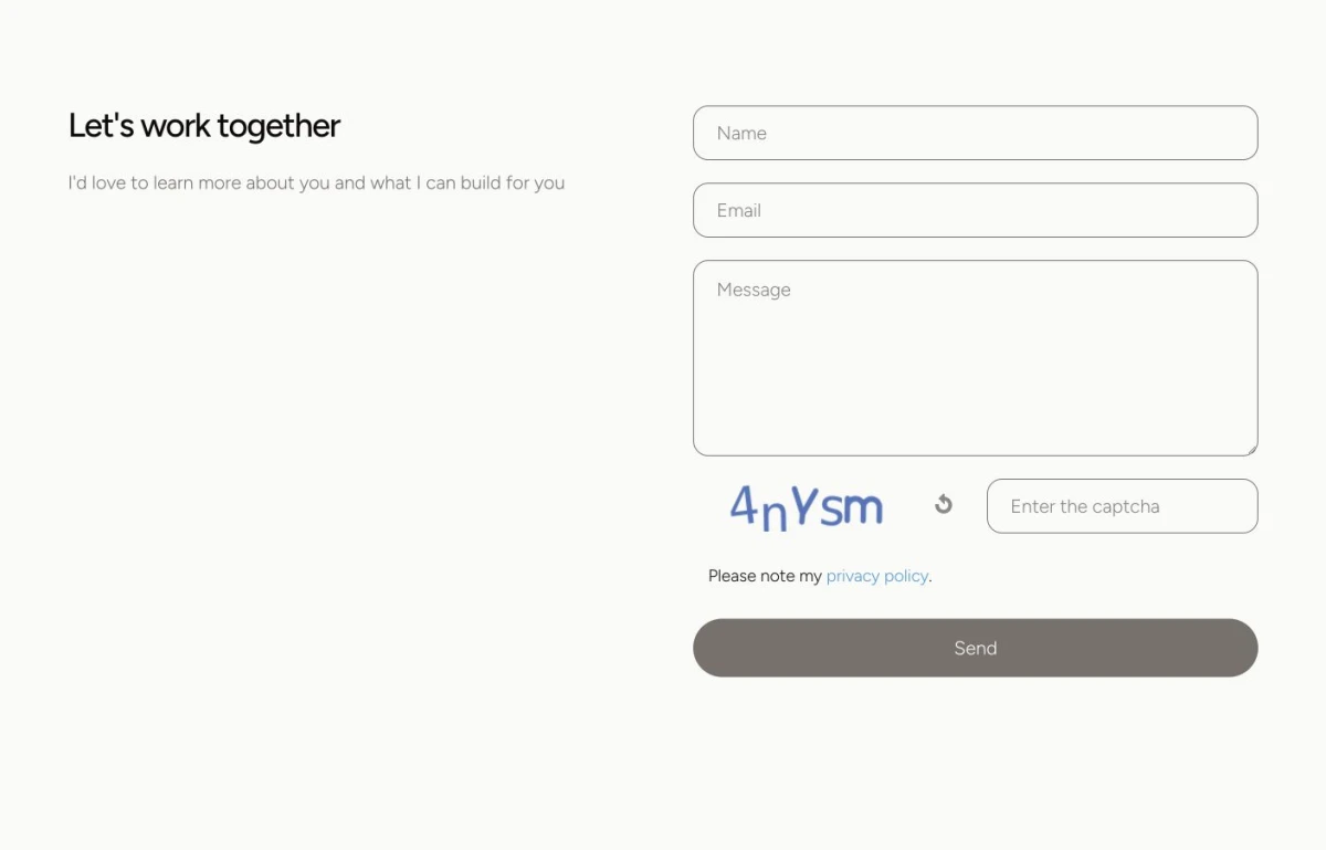 Contact form with sample enquiry