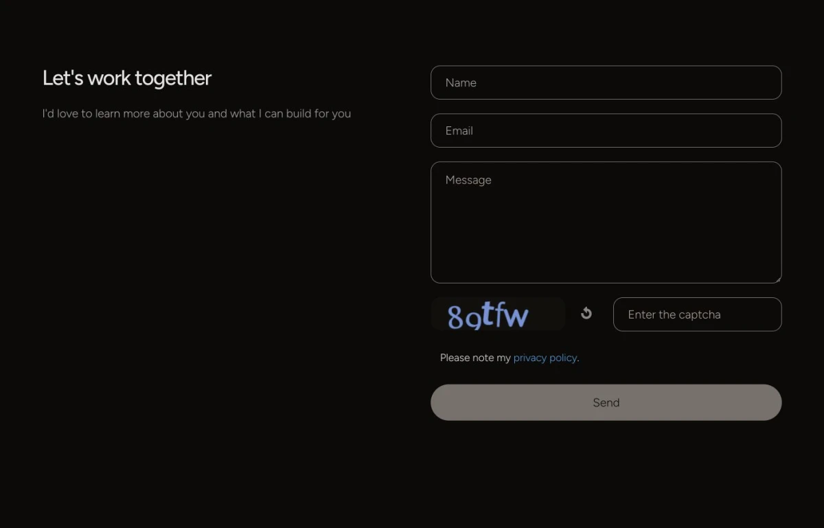 Contact form with sample enquiry